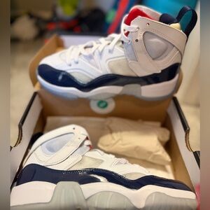 Jordan Kids White and Navy Sneakers